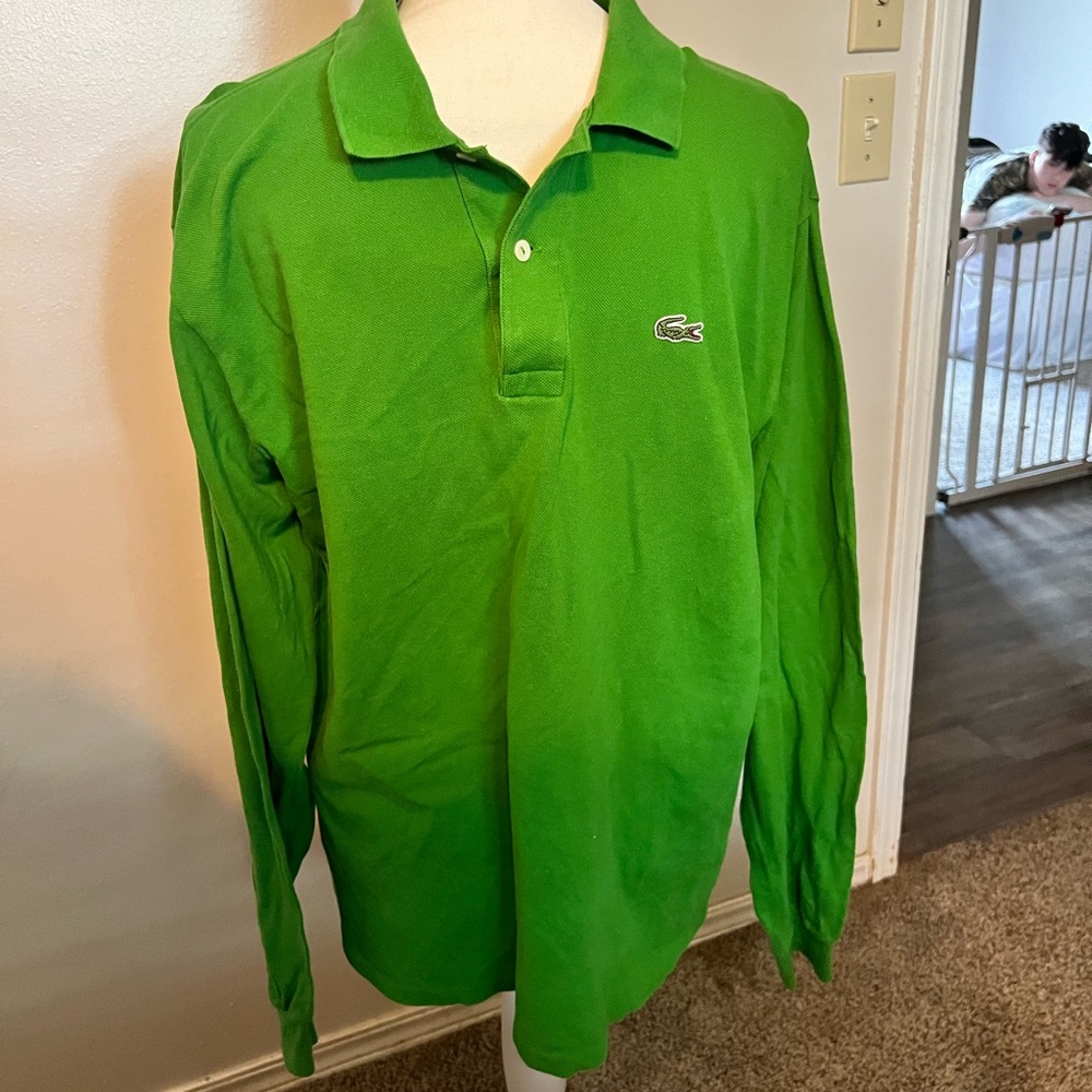Lacoste Vibrant Green Long Sleeve Polo